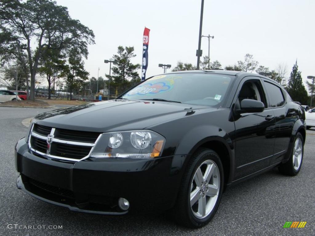 2008 Avenger R/T - Brilliant Black Crystal Pearl / Dark Slate Gray/Light Slate Gray photo #1