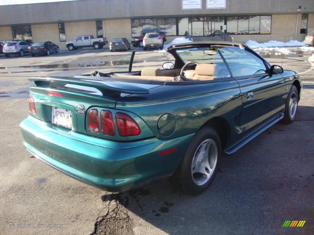 1998 Mustang V6 Convertible - Dark Green Satin Metallic / Saddle photo #7
