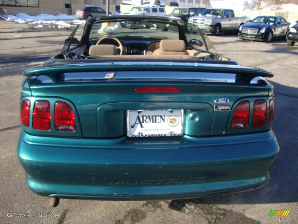 1998 Mustang V6 Convertible - Dark Green Satin Metallic / Saddle photo #8