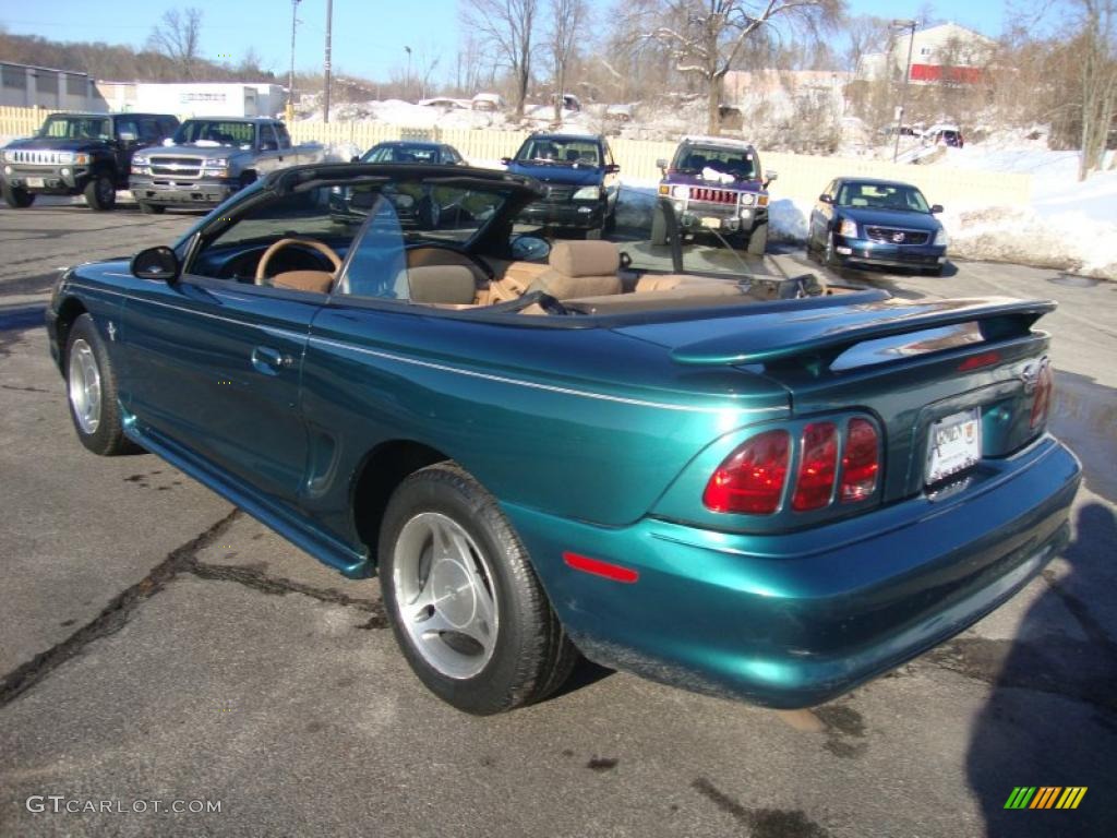 1998 Mustang V6 Convertible - Dark Green Satin Metallic / Saddle photo #9