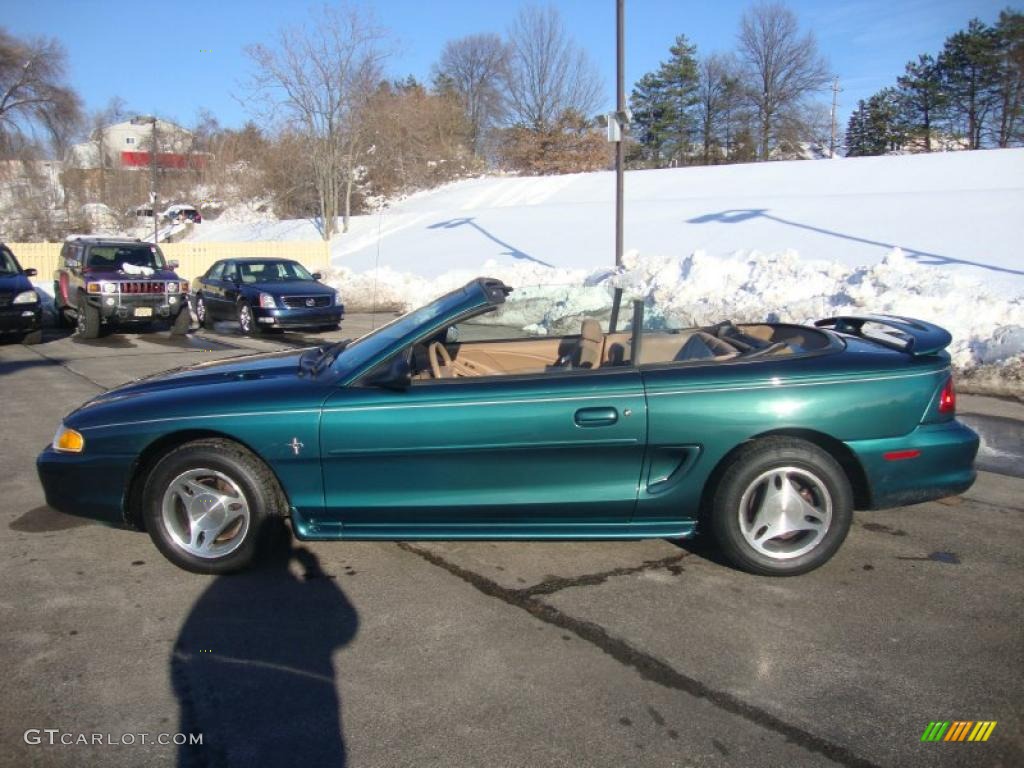 1998 Mustang V6 Convertible - Dark Green Satin Metallic / Saddle photo #10