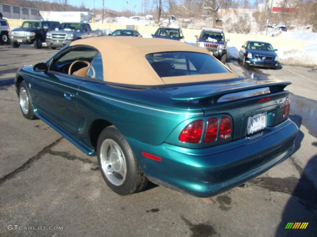 1998 Mustang V6 Convertible - Dark Green Satin Metallic / Saddle photo #36