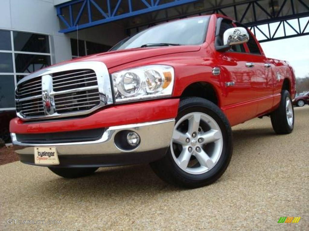 2008 Ram 1500 Big Horn Edition Quad Cab 4x4 - Flame Red / Khaki photo #1