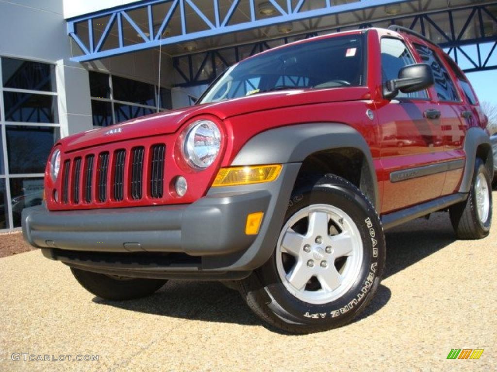 2006 Liberty Sport 4x4 - Inferno Red Pearl / Khaki photo #1