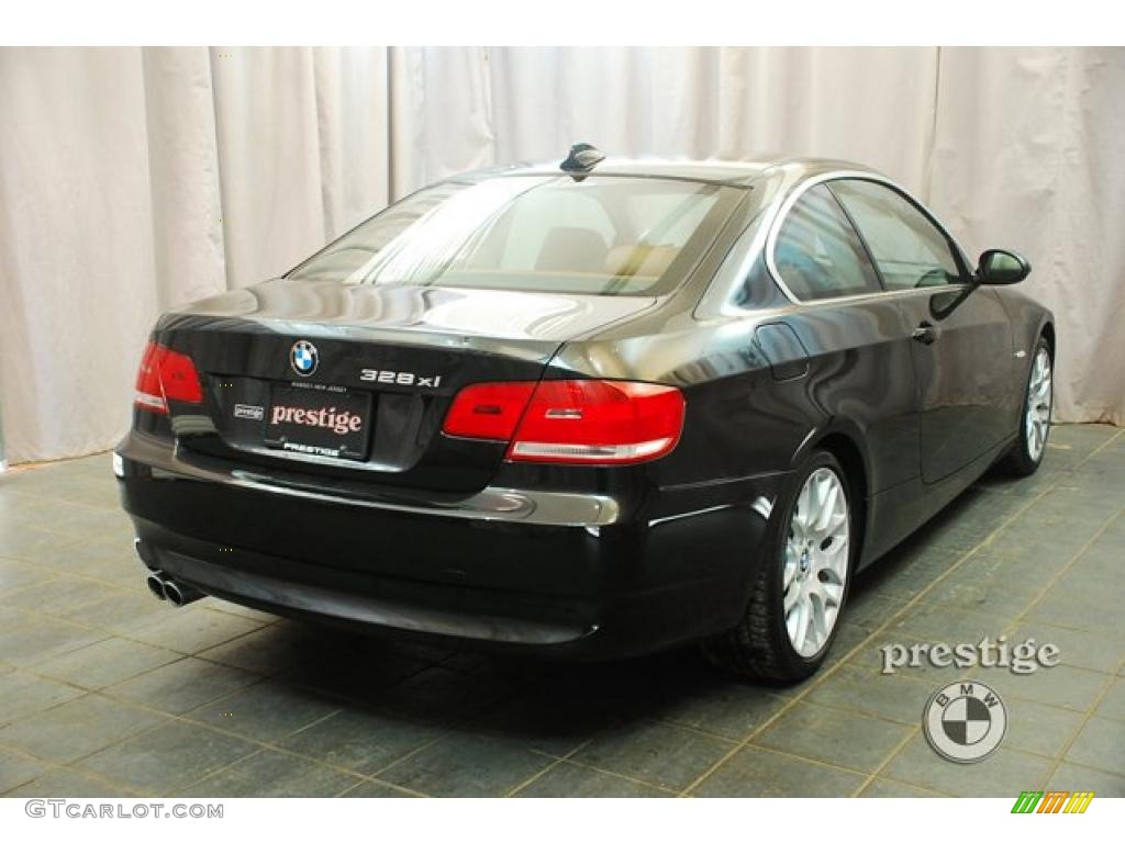 2008 3 Series 328xi Coupe - Jet Black / Saddle Brown/Black photo #3