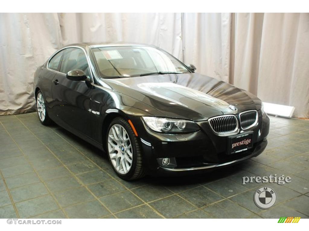 2008 3 Series 328xi Coupe - Jet Black / Saddle Brown/Black photo #8