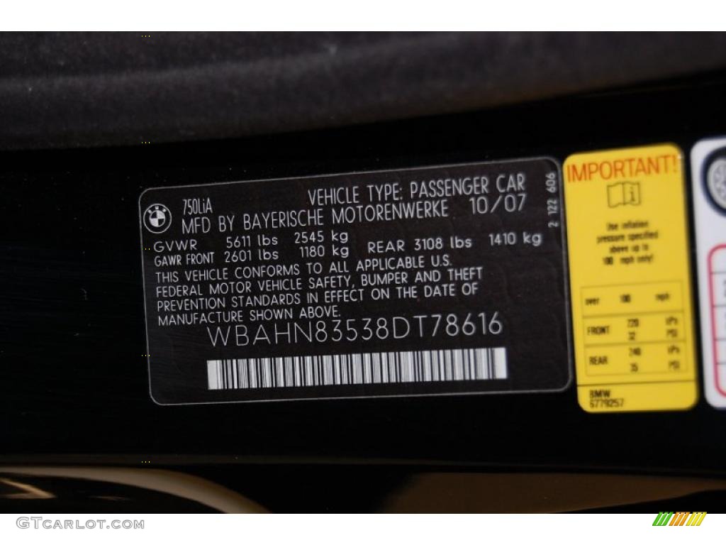 2008 7 Series 750Li Sedan - Azurite Black Metallic / Black photo #15