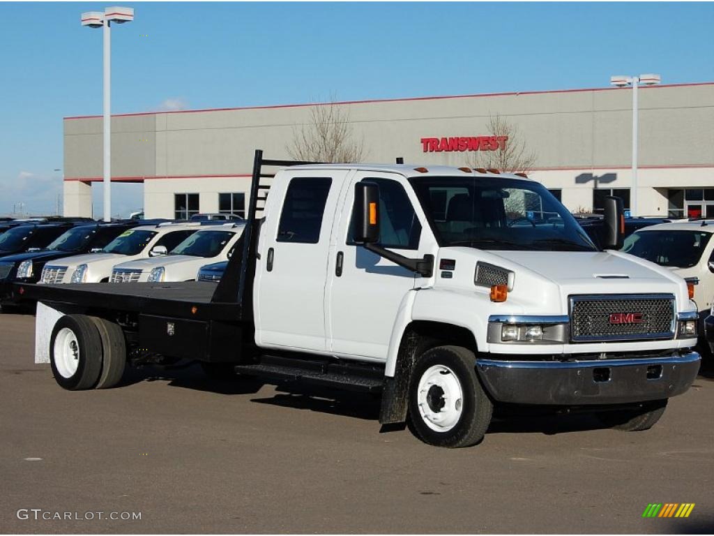 2007 C Series TopKick C5500 Crew Cab Flat Bed - Summit White / Pewter photo #1