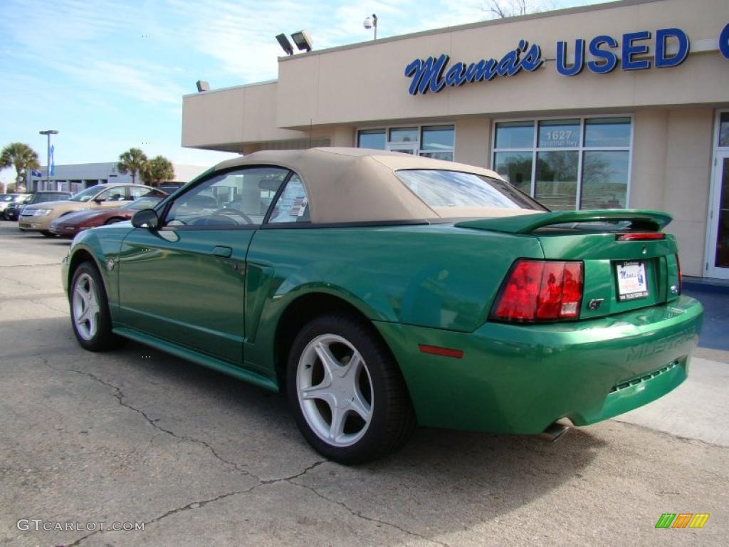 1999 Mustang GT Convertible - Electric Green Metallic / Medium Parchment photo #2