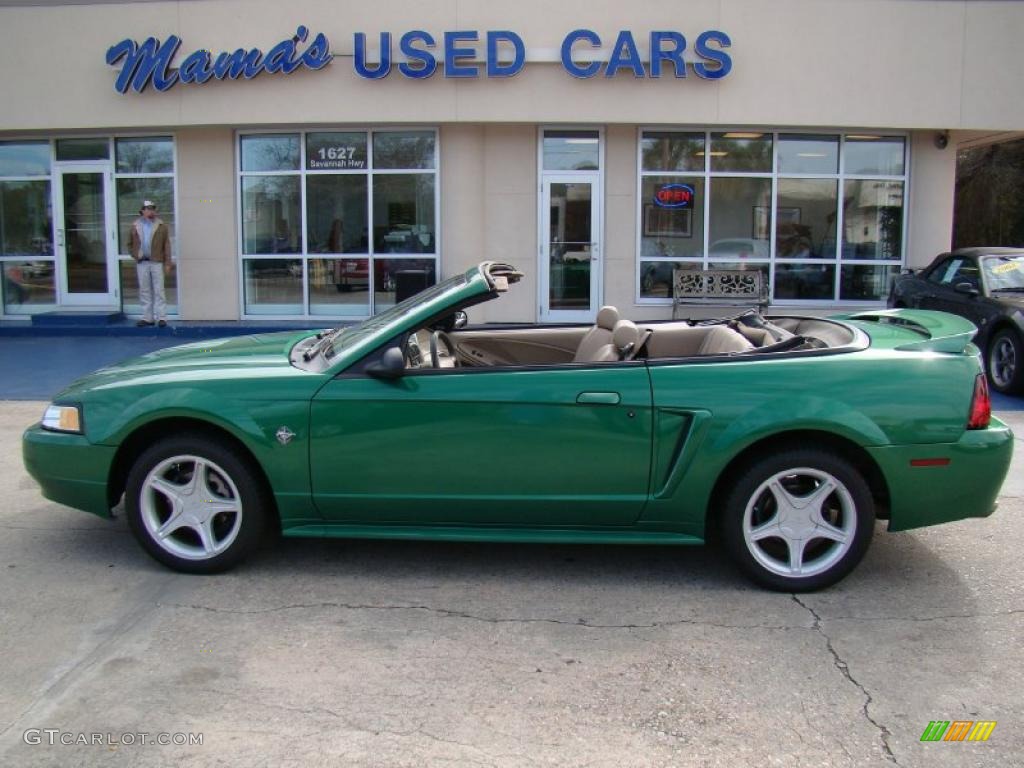 1999 Mustang GT Convertible - Electric Green Metallic / Medium Parchment photo #18
