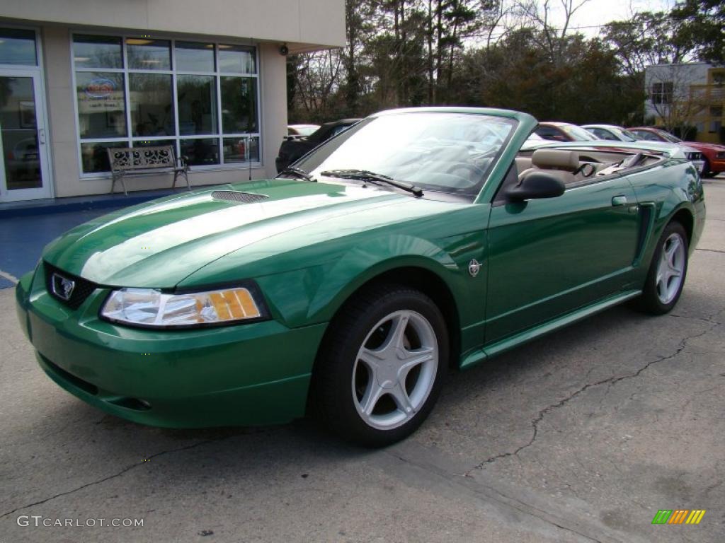1999 Mustang GT Convertible - Electric Green Metallic / Medium Parchment photo #22