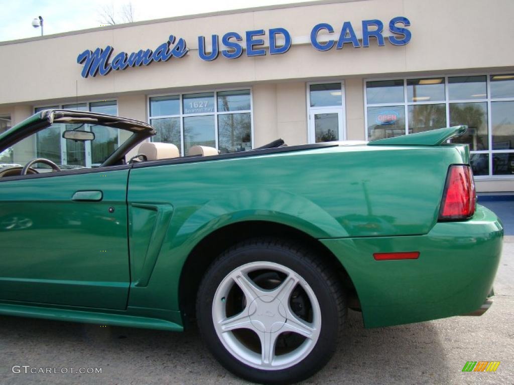 1999 Mustang GT Convertible - Electric Green Metallic / Medium Parchment photo #37