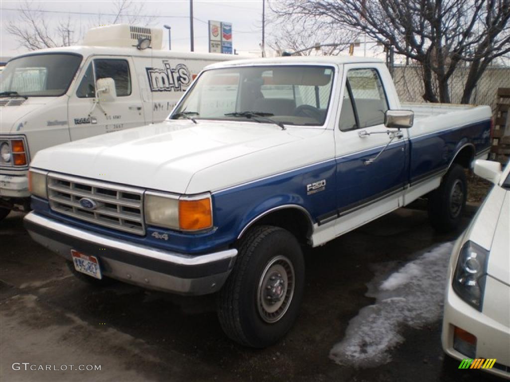 1987 F250 XLT Regular Cab 4x4 - Dark Blue Metallic / Tan photo #1