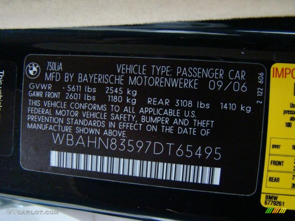 2007 7 Series 750Li Sedan - Black Sapphire Metallic / Beige photo #11