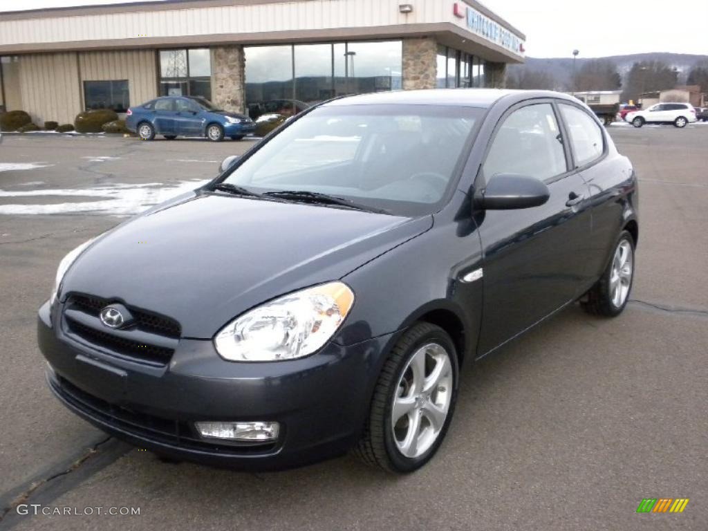 2008 Accent SE Coupe - Charcoal Gray / Black photo #2