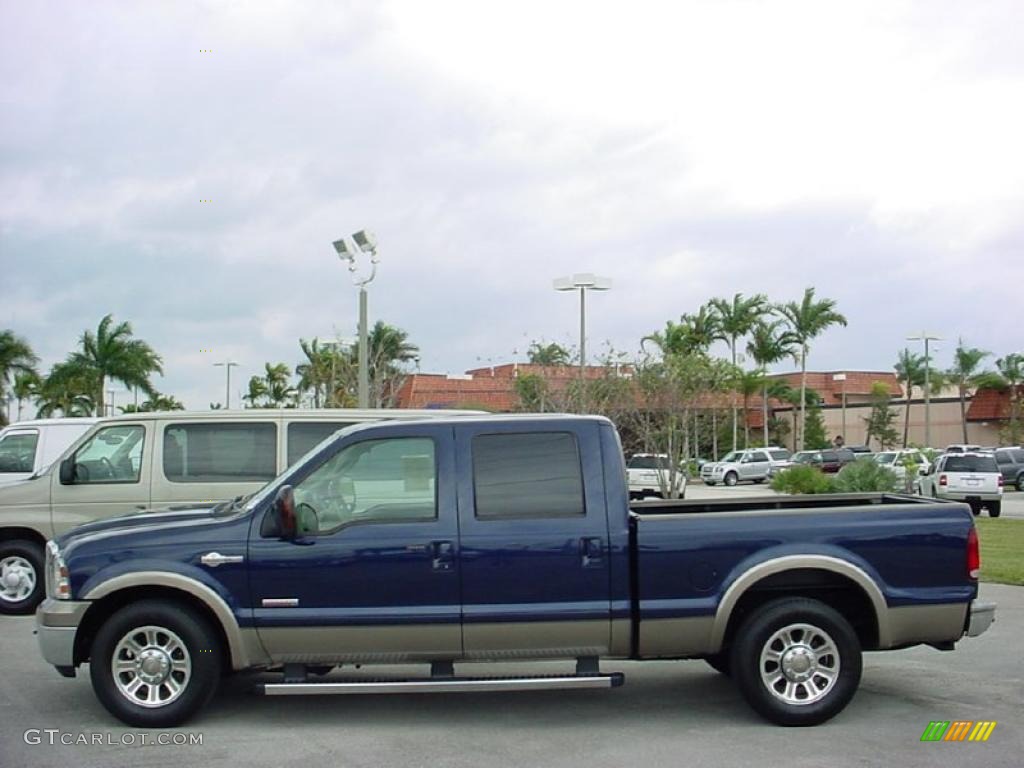 2006 F250 Super Duty King Ranch Crew Cab - True Blue Metallic / Castano Brown Leather photo #3