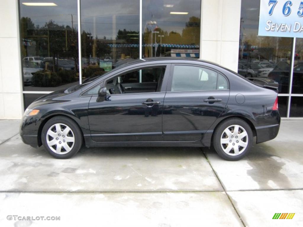 2007 Civic LX Sedan - Nighthawk Black Pearl / Gray photo #6