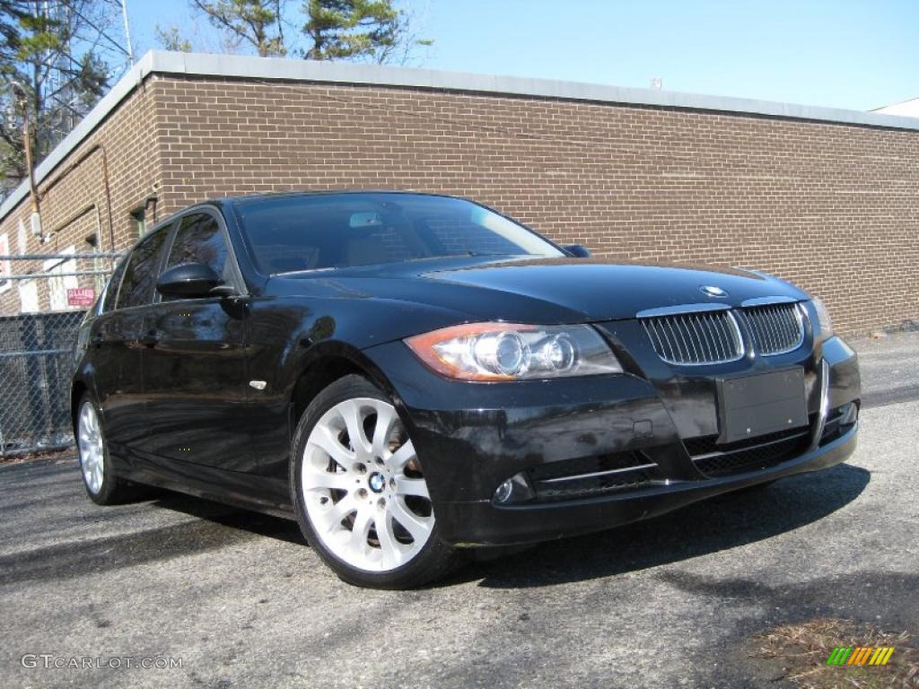 2006 3 Series 330i Sedan - Jet Black / Beige photo #2