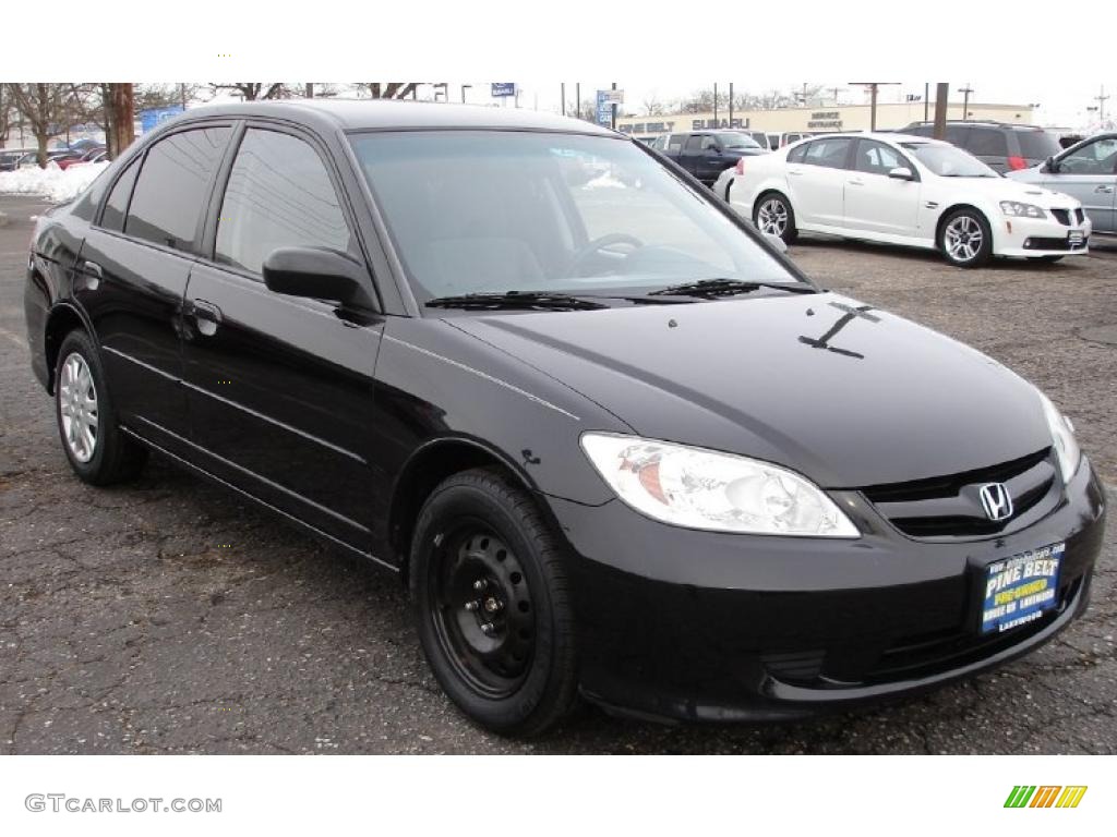 2005 Civic LX Sedan - Nighthawk Black Pearl / Gray photo #3