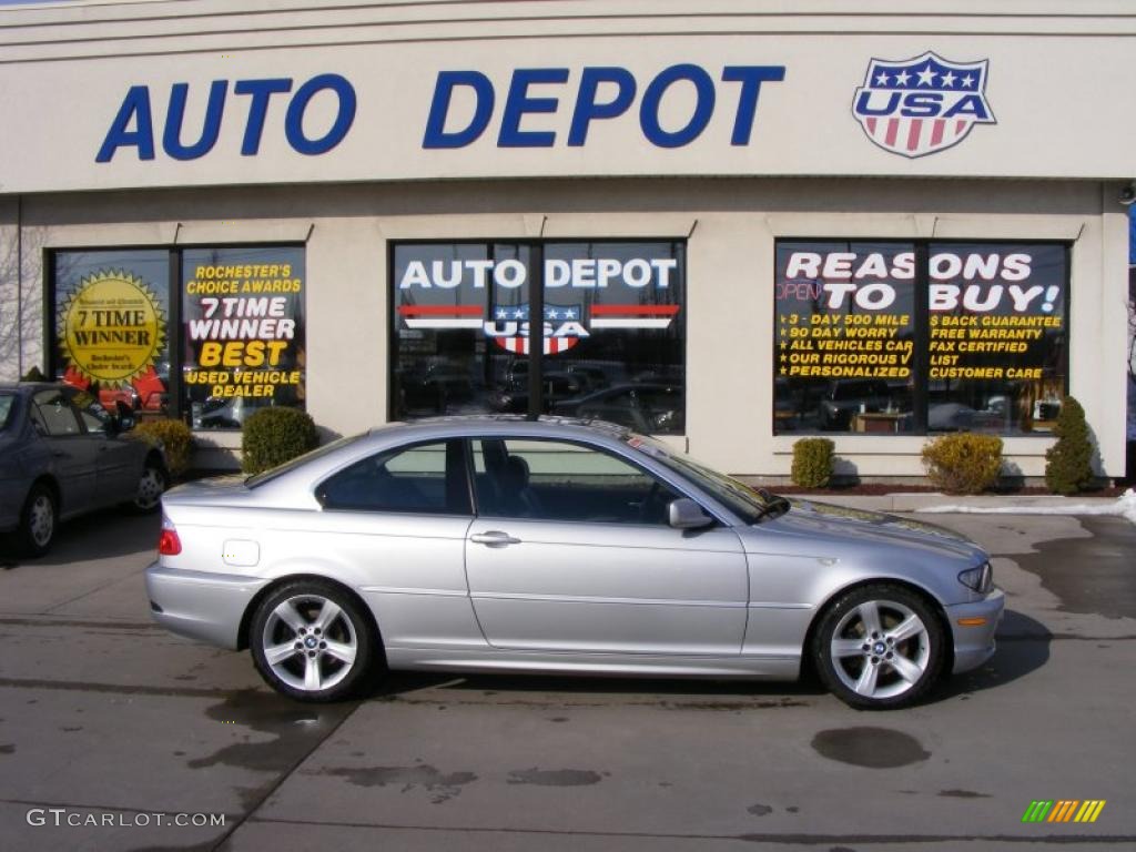 2004 3 Series 325i Coupe - Titanium Silver Metallic / Black photo #1