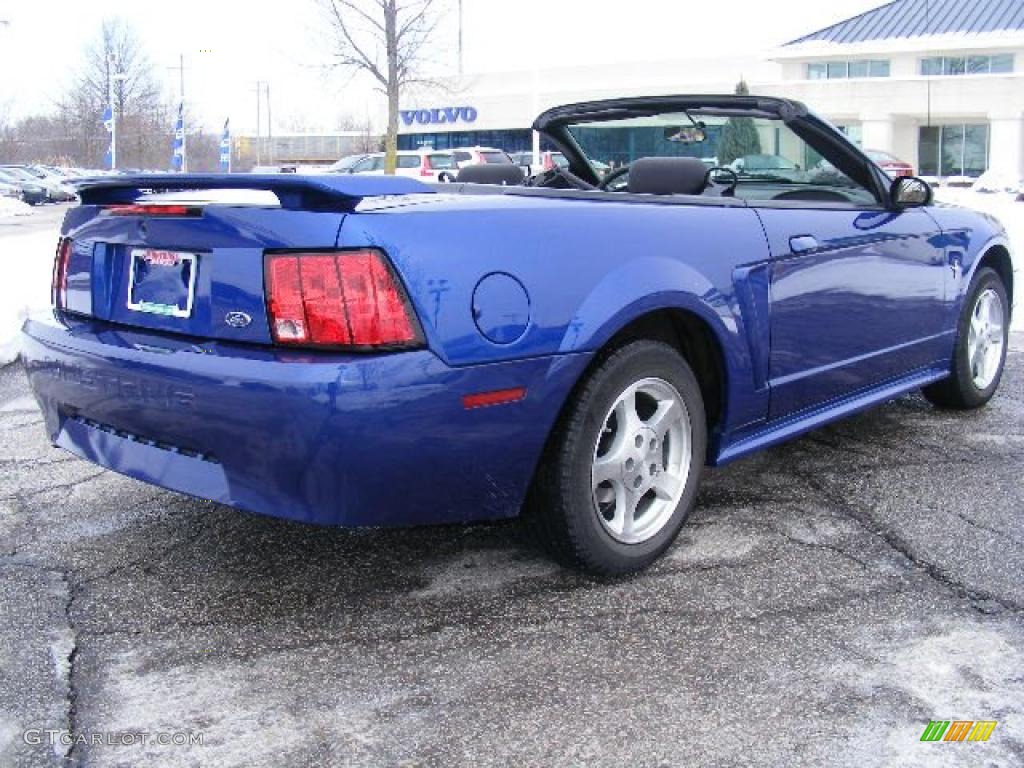 2002 Mustang V6 Convertible - Sonic Blue Metallic / Dark Charcoal photo #6