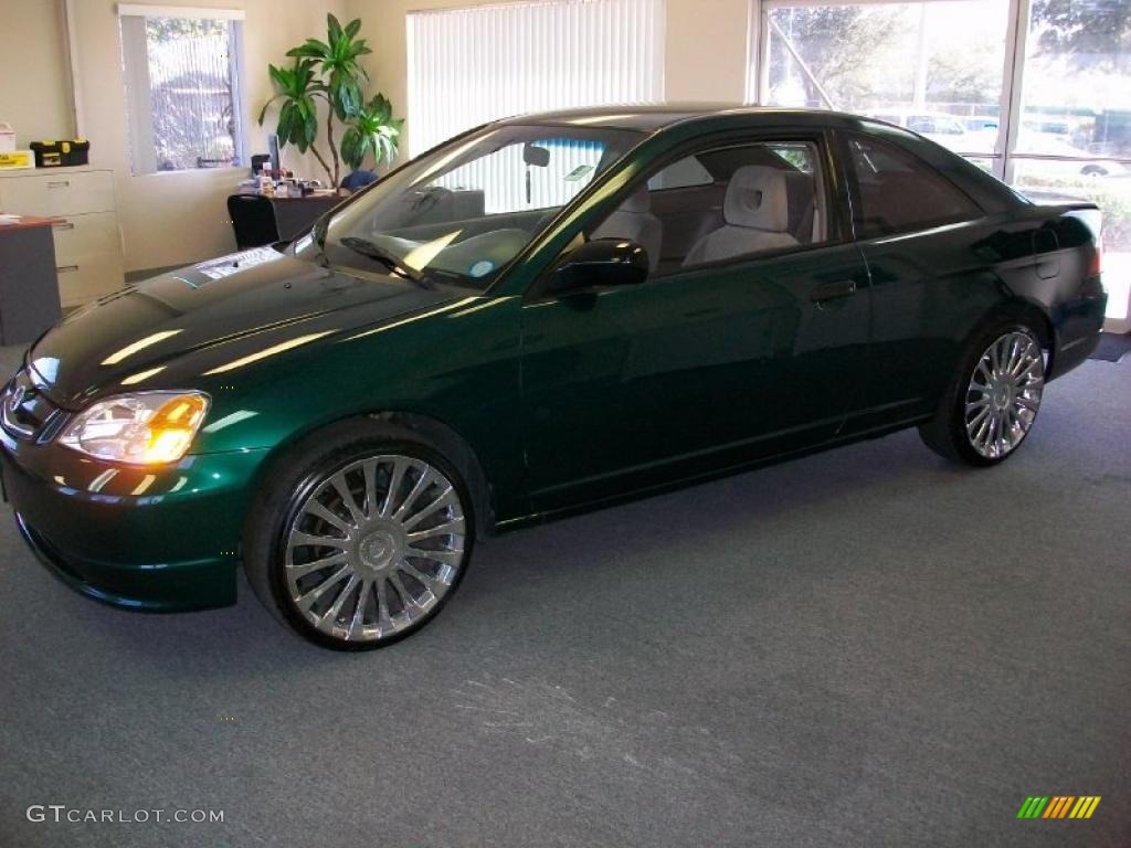 2001 Civic LX Coupe - Clover Green / Beige photo #1