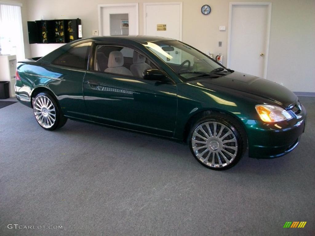 2001 Civic LX Coupe - Clover Green / Beige photo #3