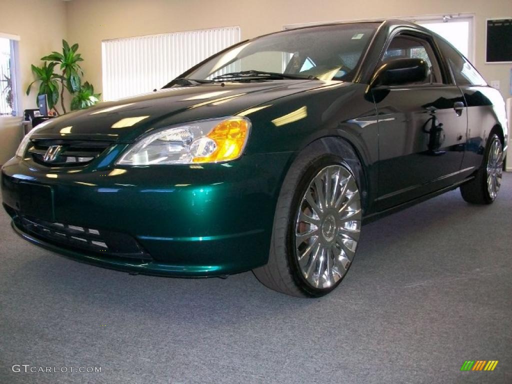 2001 Civic LX Coupe - Clover Green / Beige photo #12