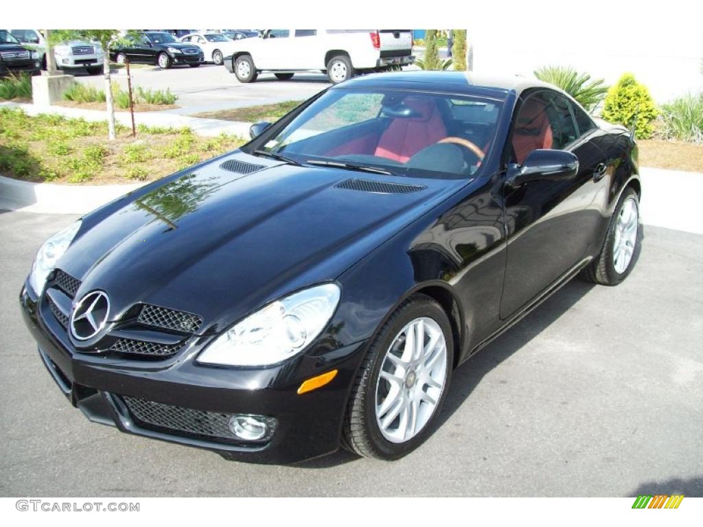 2009 SLK 300 Roadster - Black / Black/Red photo #1