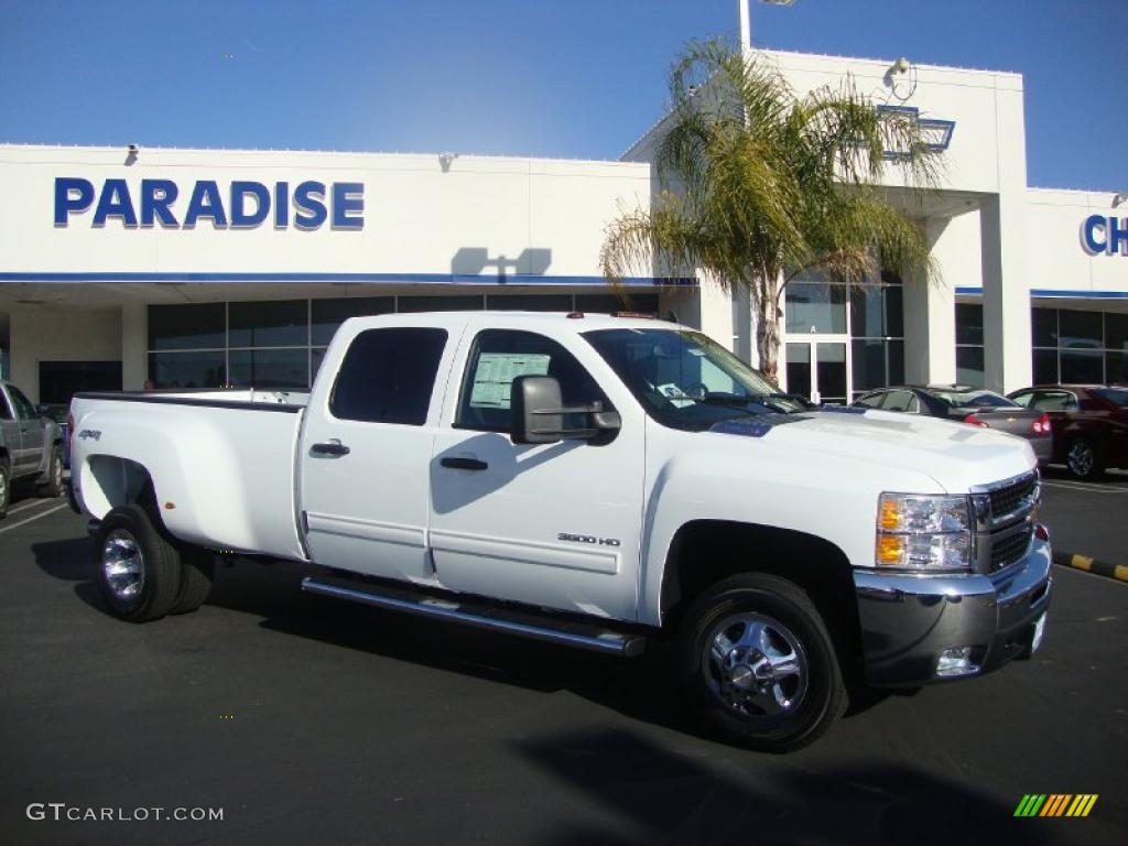 2010 Silverado 3500HD LT Crew Cab 4x4 Dually - Summit White / Ebony photo #1