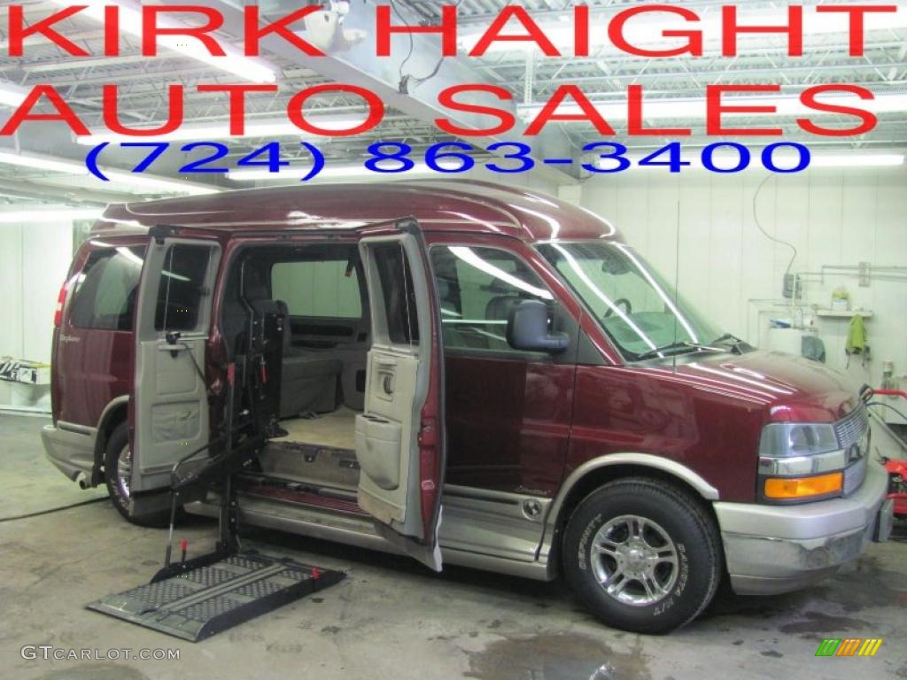 2003 Express 1500 Wheelchair Access Conversion Van - Berry Red Metallic / Medium Dark Pewter photo #1