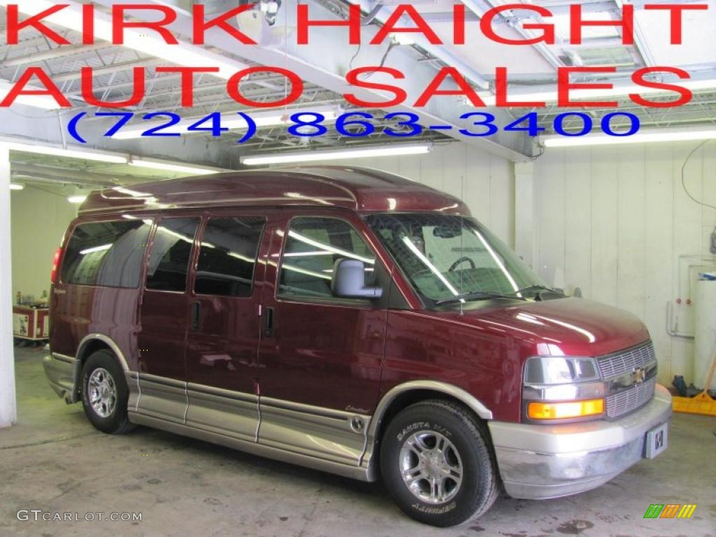 2003 Express 1500 Wheelchair Access Conversion Van - Berry Red Metallic / Medium Dark Pewter photo #2