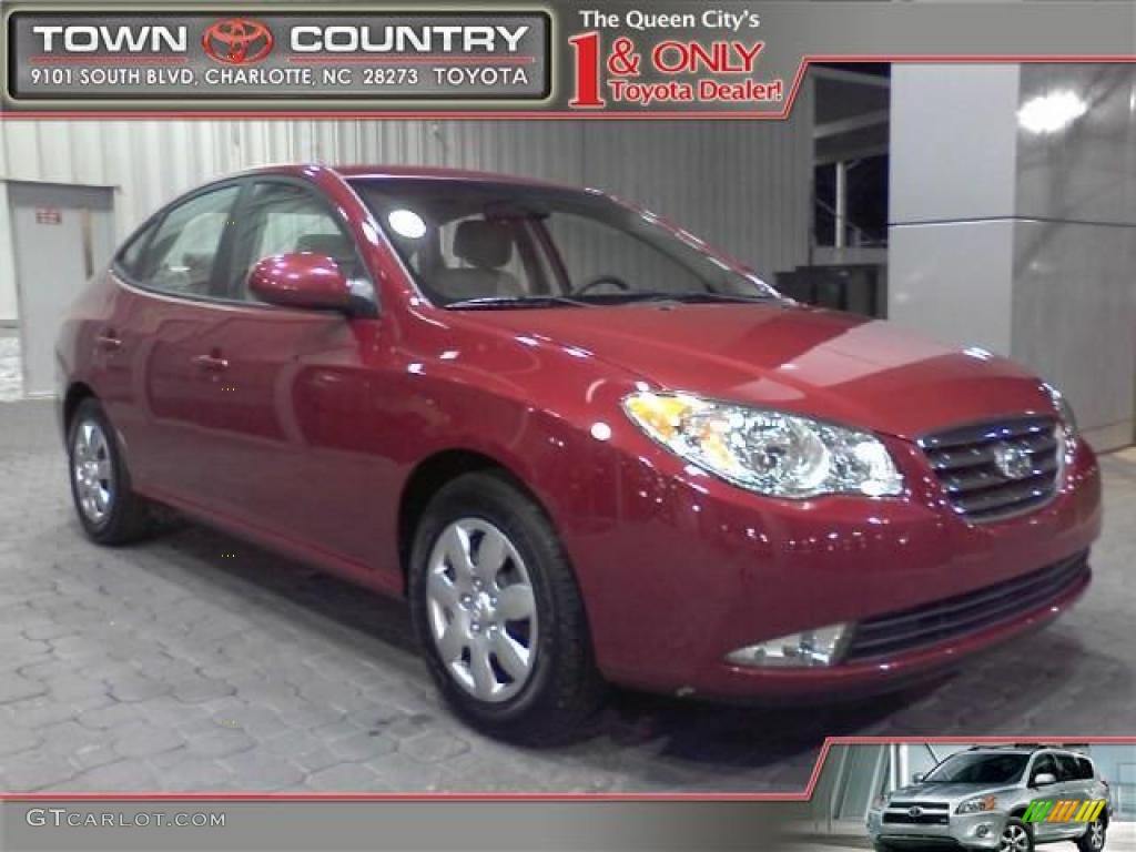 2008 Elantra GLS Sedan - Apple Red Pearl / Beige photo #1