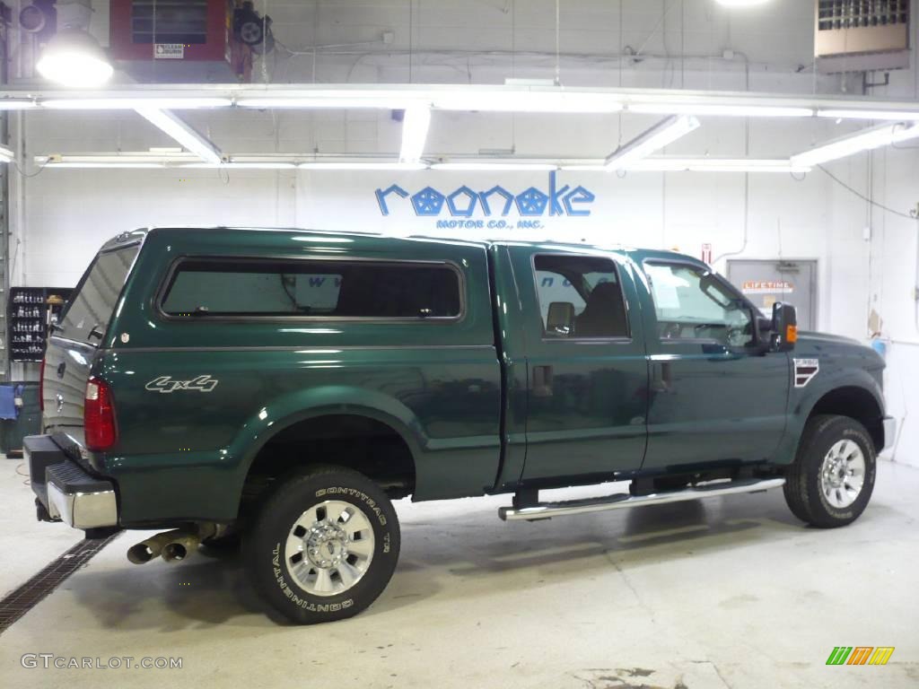 2008 F350 Super Duty Lariat Crew Cab 4x4 - Forest Green Metallic / Camel photo #5
