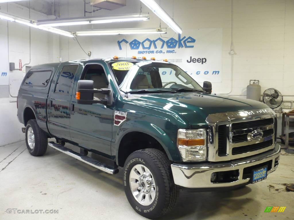 2008 F350 Super Duty Lariat Crew Cab 4x4 - Forest Green Metallic / Camel photo #30