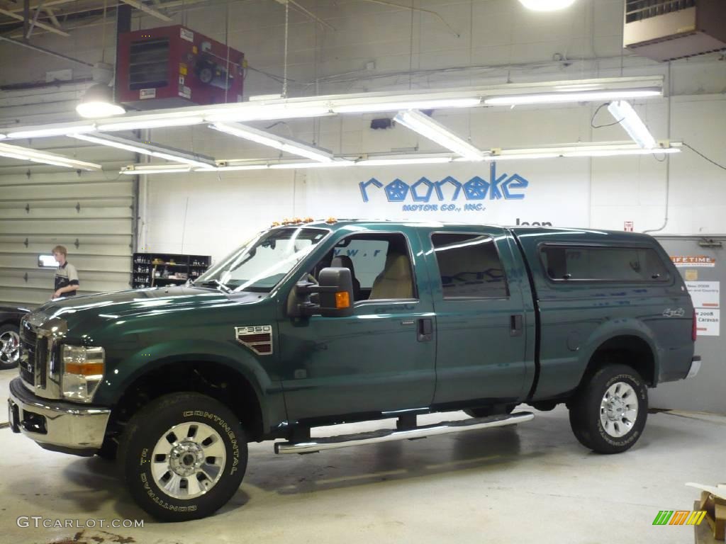 2008 F350 Super Duty Lariat Crew Cab 4x4 - Forest Green Metallic / Camel photo #33