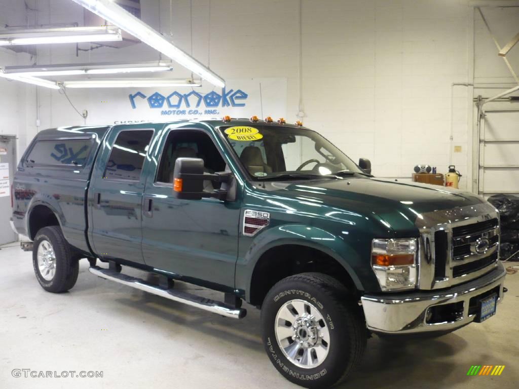 2008 F350 Super Duty Lariat Crew Cab 4x4 - Forest Green Metallic / Camel photo #46