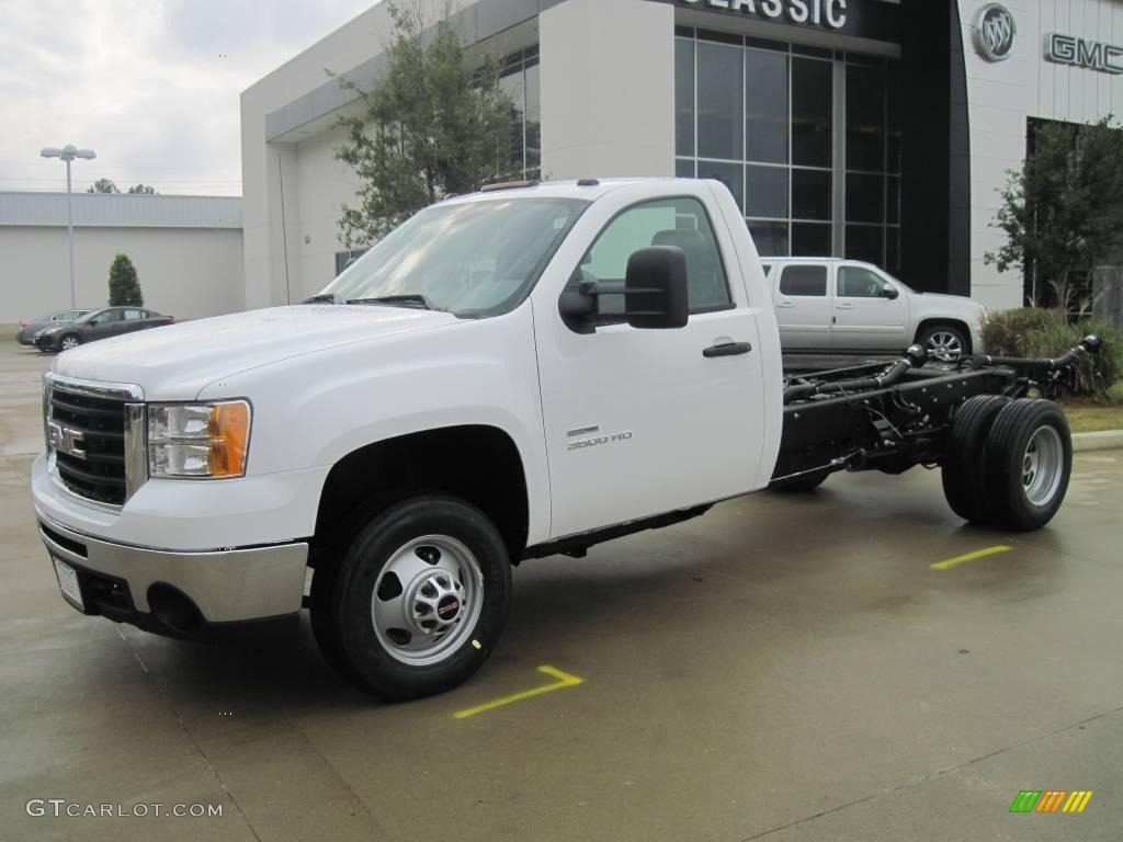 2010 Sierra 3500HD Work Truck Regular Cab Dually Chassis - Summit White / Dark Titanium photo #1