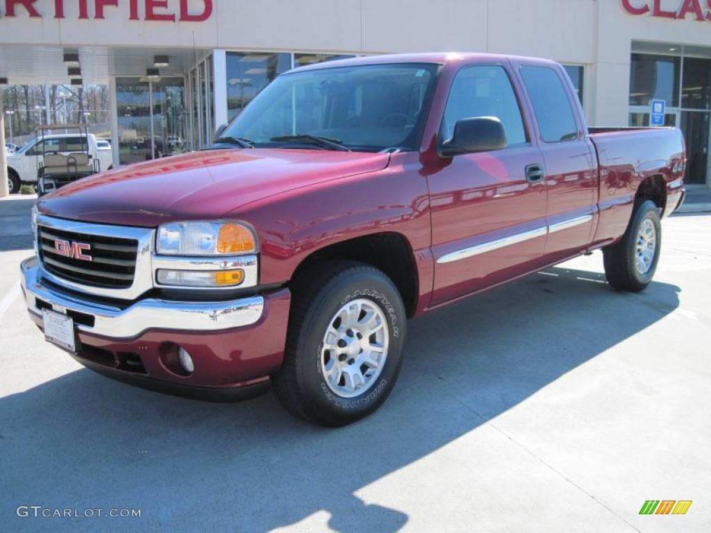 2006 Sierra 1500 SLE Extended Cab 4x4 - Sport Red Metallic / Pewter photo #1