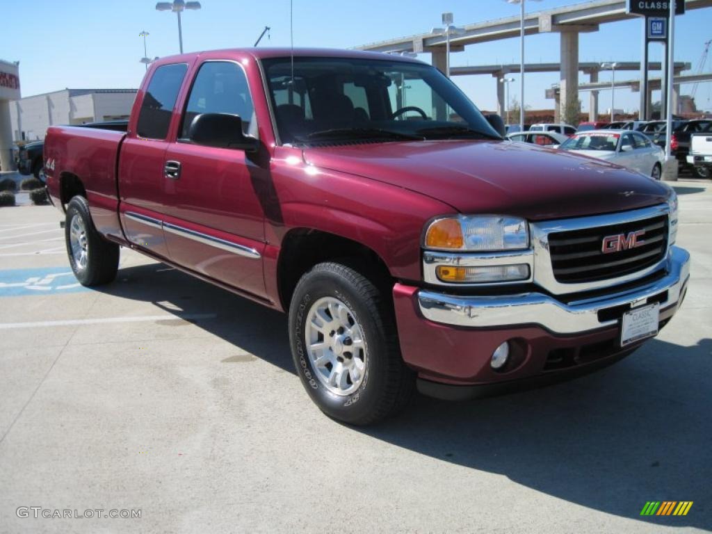2006 Sierra 1500 SLE Extended Cab 4x4 - Sport Red Metallic / Pewter photo #2