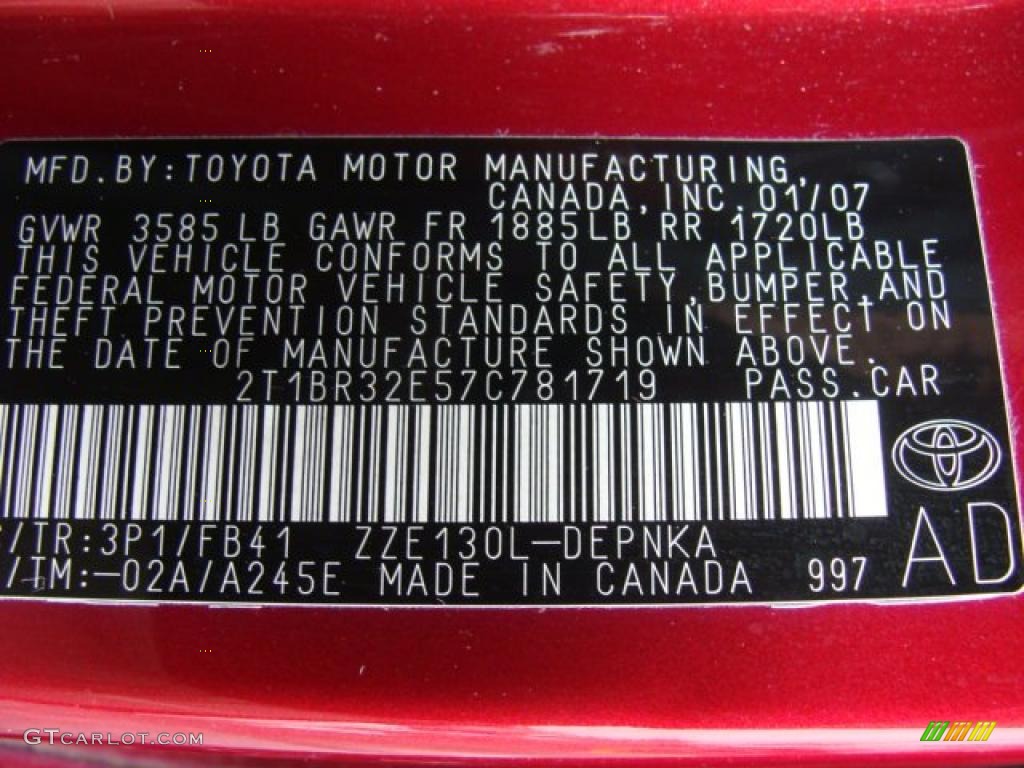 2007 Corolla LE - Impulse Red Pearl / Beige photo #15