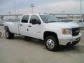 2009 Summit White GMC Sierra 3500HD SLT Crew Cab 4x4 Dually  photo #2