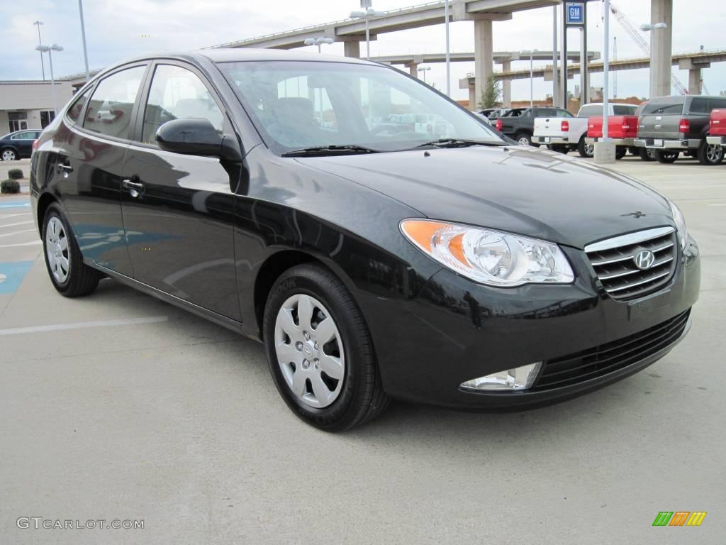 2009 Elantra SE Sedan - Black Pearl / Gray photo #2