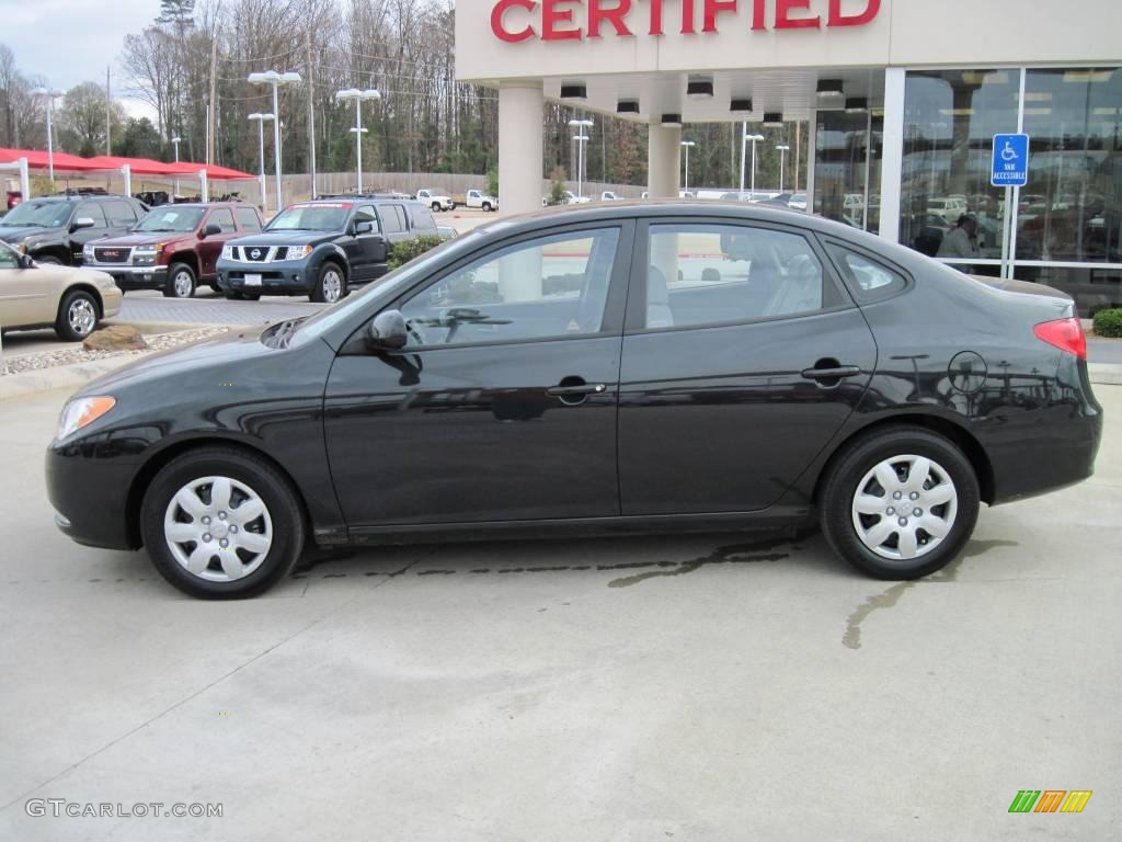 2009 Elantra SE Sedan - Black Pearl / Gray photo #3
