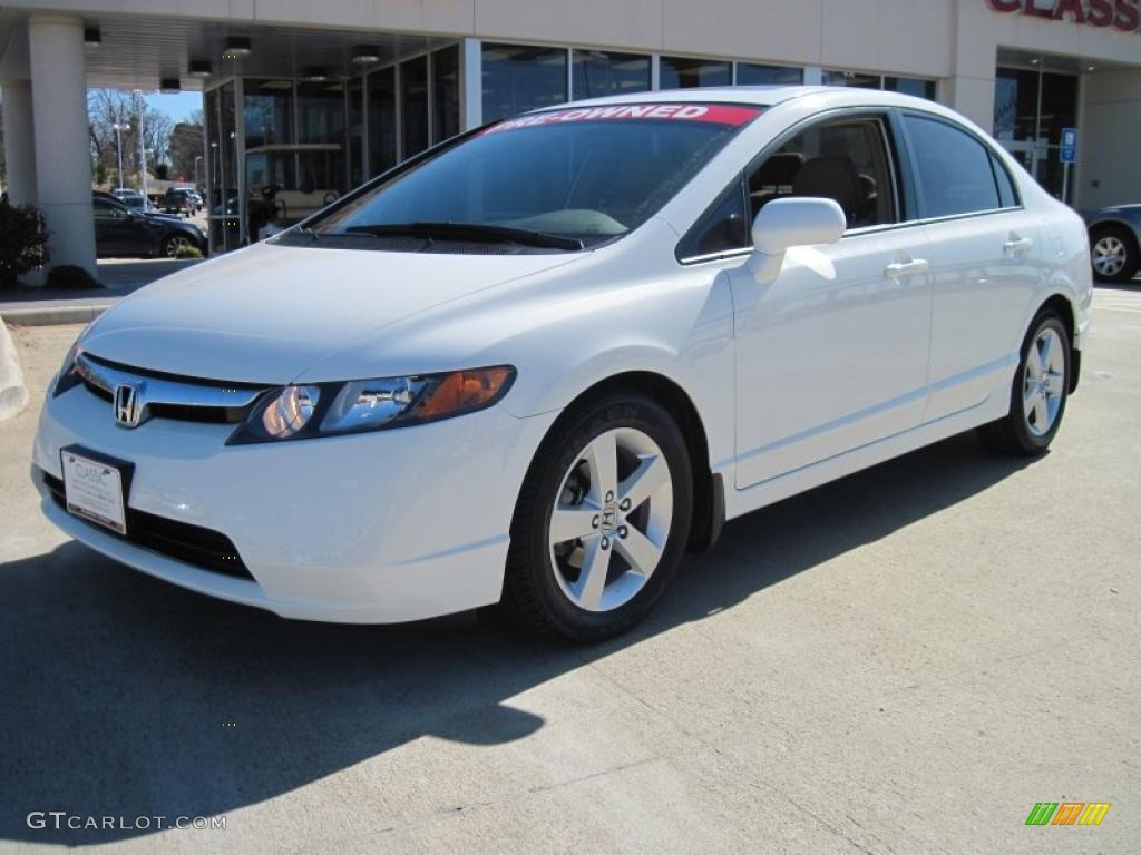 2007 Civic EX Sedan - Taffeta White / Ivory photo #1