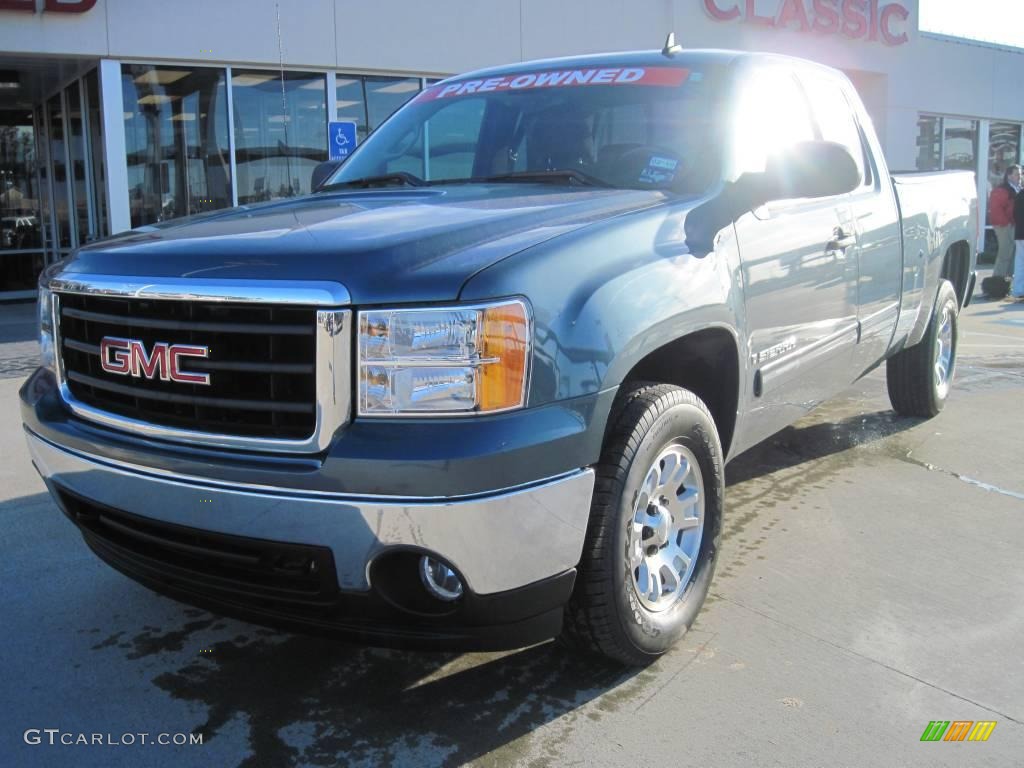 2008 Sierra 1500 SLE Extended Cab - Stealth Gray Metallic / Dark Titanium photo #1