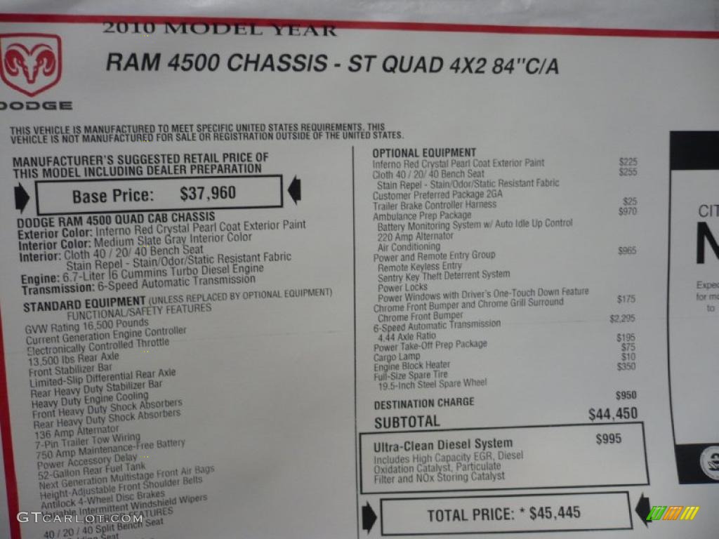 2010 Ram 4500 ST Quad Cab Chassis - Inferno Red Crystal Pearl / Medium Slate Gray photo #5