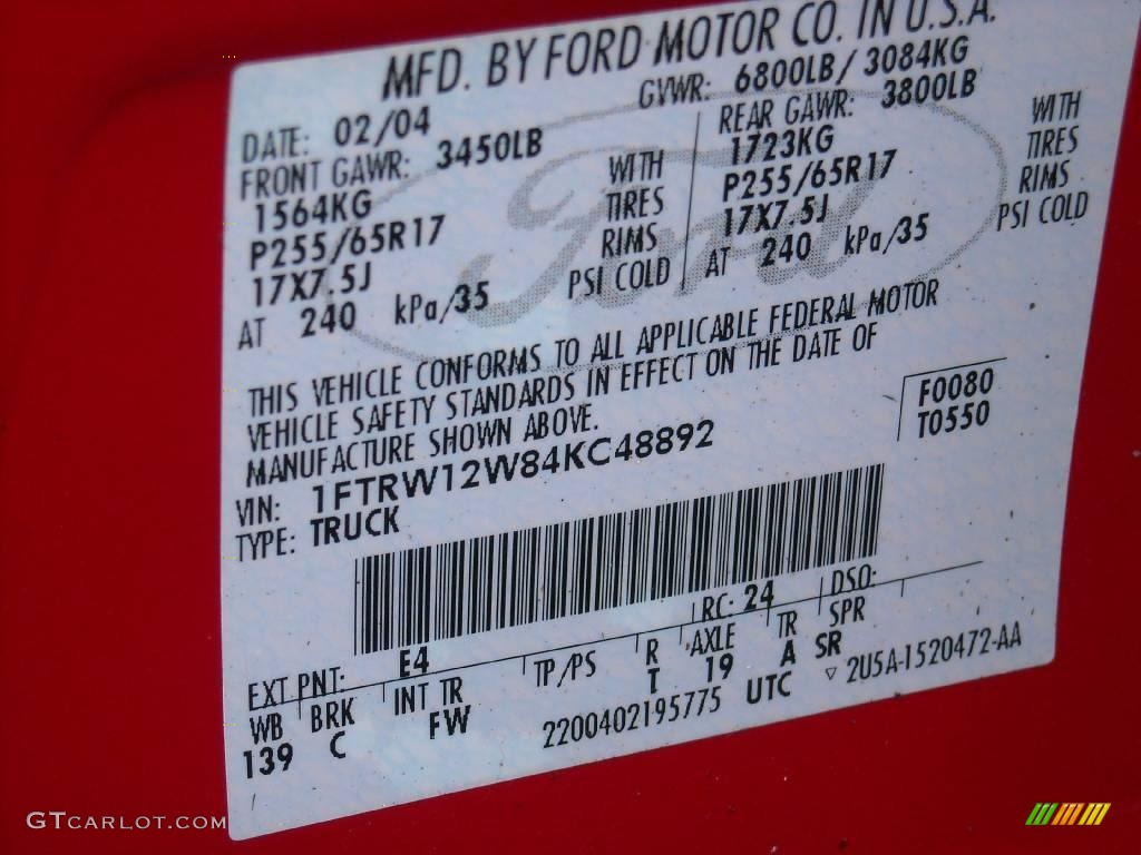 2004 F150 XLT SuperCrew - Bright Red / Dark Flint photo #38