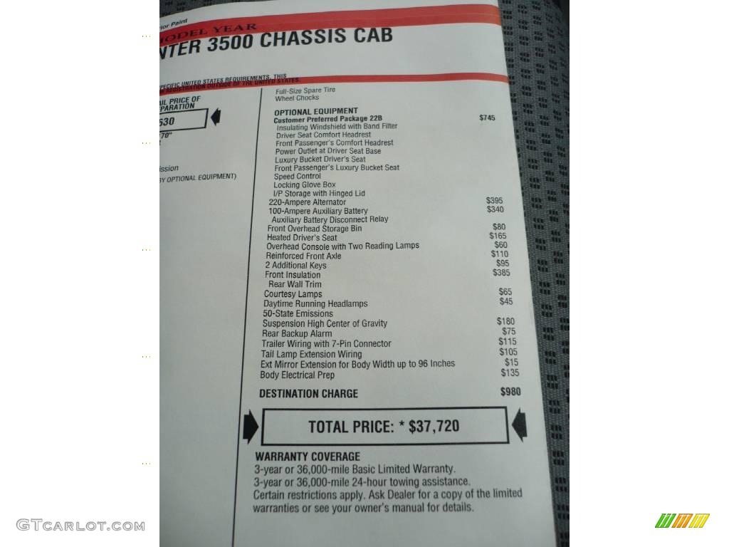 2008 Sprinter Van 3500 Chassis Commercial - Lime Green / Gray photo #7