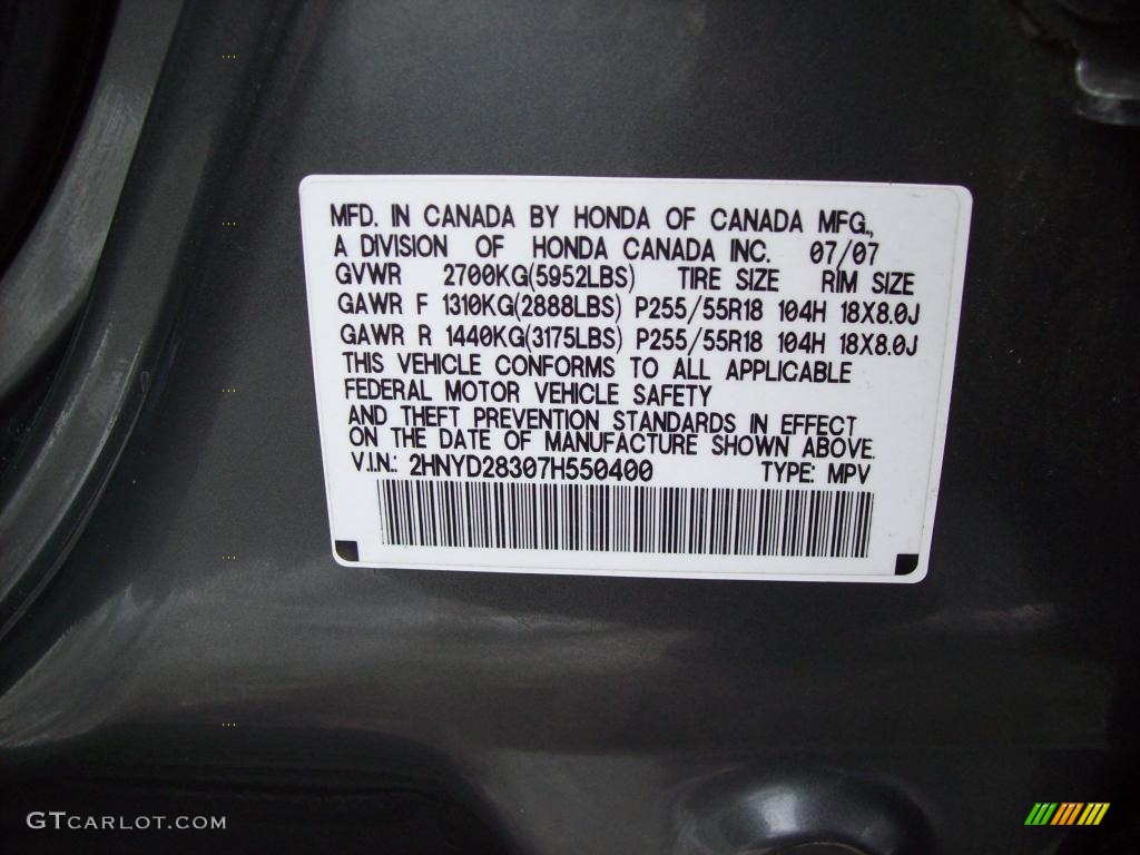 2007 MDX Technology - Nimbus Gray Metallic / Ebony photo #25